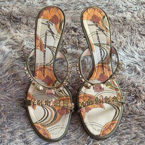 Gazette Zanotti gorgeous green & pink Jeweled Heels 37